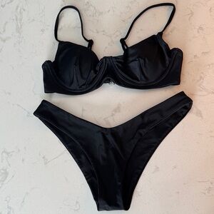 TROPEZ BIKINI TOP AND CATALINA BOTTOM IN LIQUORICE BLACK